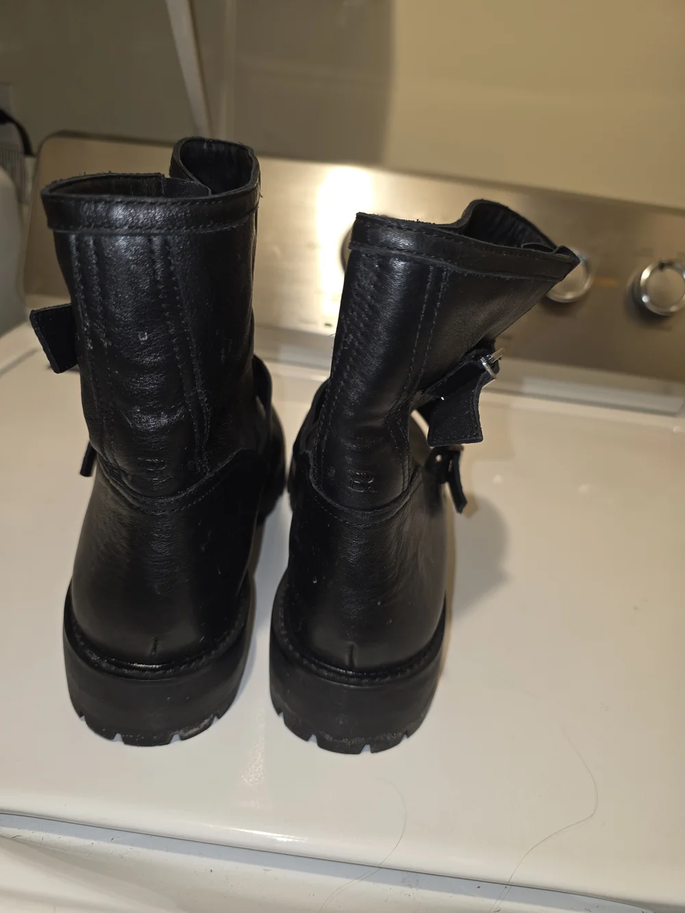 Banana Republic Black Leather Buckle Ankle Booties